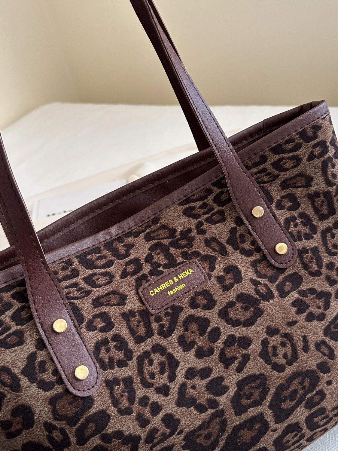 Leopard Polyester Tote Bag-HANDBAGS-[Adult]-[Female]-2022 Online Blue Zone Planet