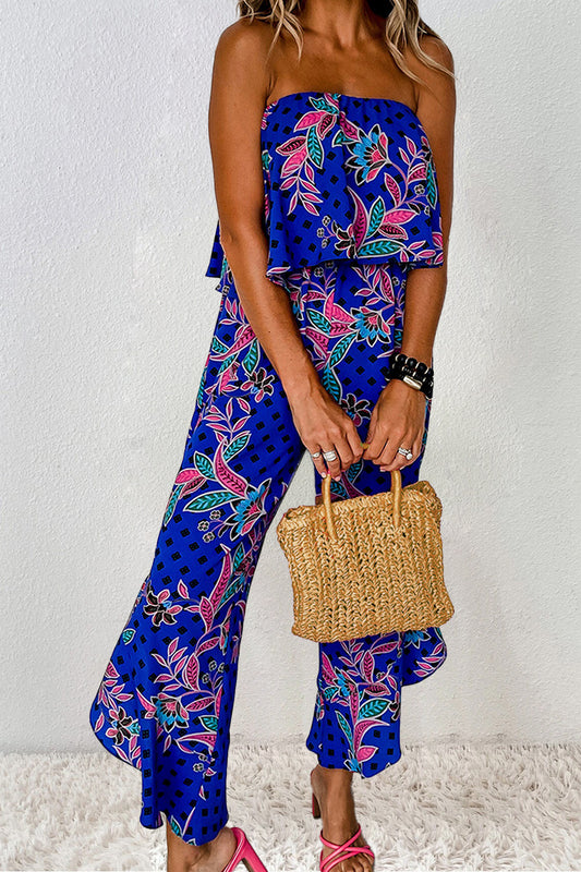 Printed Tube Jumpsuit-TOPS / DRESSES-[Adult]-[Female]-Royal Blue-S-2022 Online Blue Zone Planet