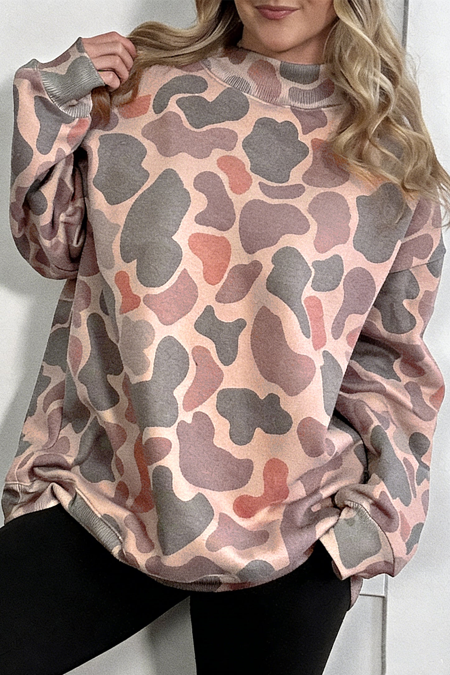 Multicolour Camouflage Western Style Pullover Sweatshirt