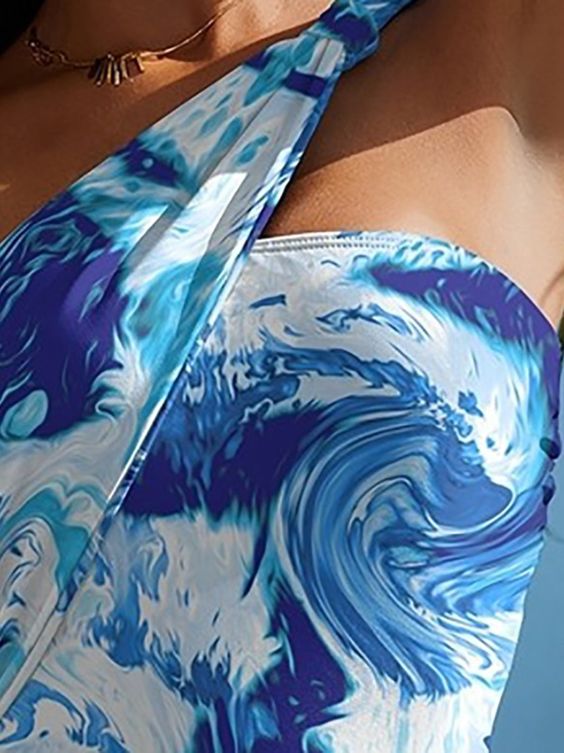 Blue Zone Planet | Cutout Printed One-Shoulder One-Piece Swimwear-TOPS / DRESSES-[Adult]-[Female]-2022 Online Blue Zone Planet