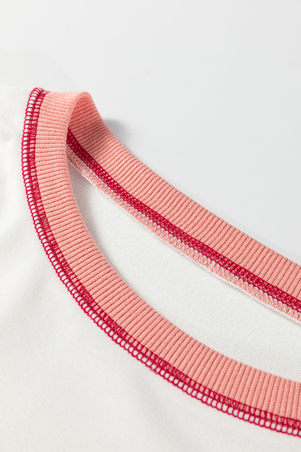 Red Stripe Color Block Patchwork Seam Detail Plus Size Sweatshirt-Plus Size/Plus Size Sweatshirts & Hoodies-[Adult]-[Female]-2022 Online Blue Zone Planet