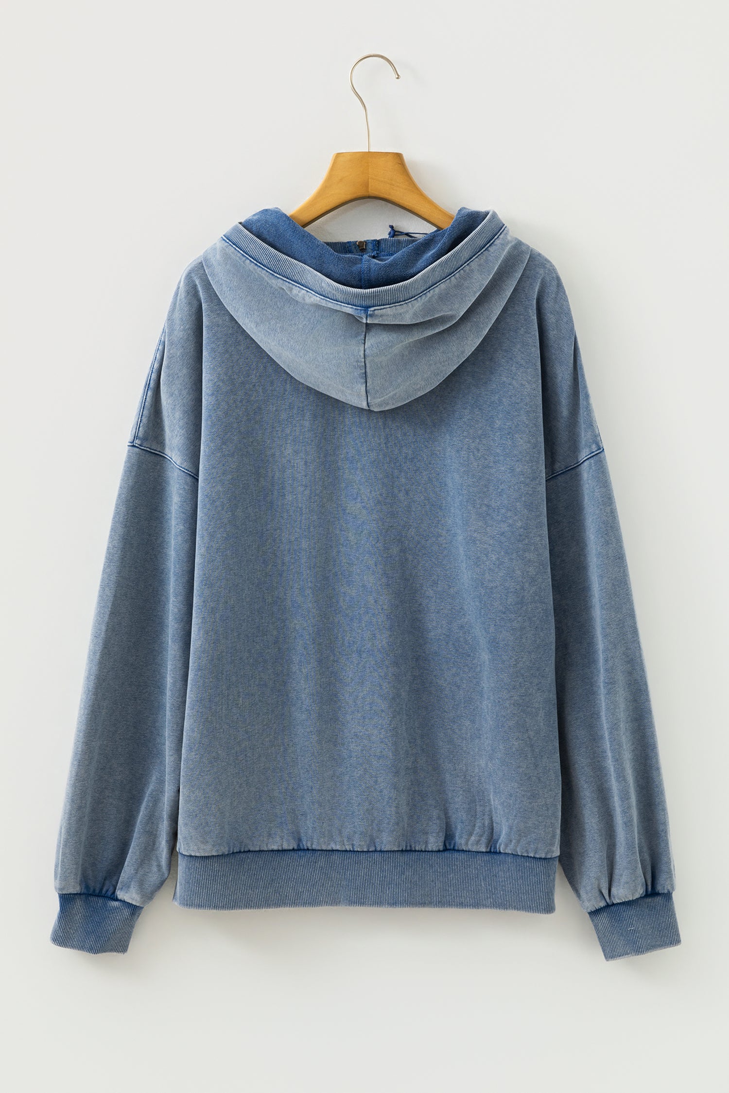 Ashleigh Blue Half Zip Kangaroo Pocket Mineral Wash Baggy Hoodie-Tops / Dresses-[Adult]-[Female]-2022 Online Blue Zone Planet