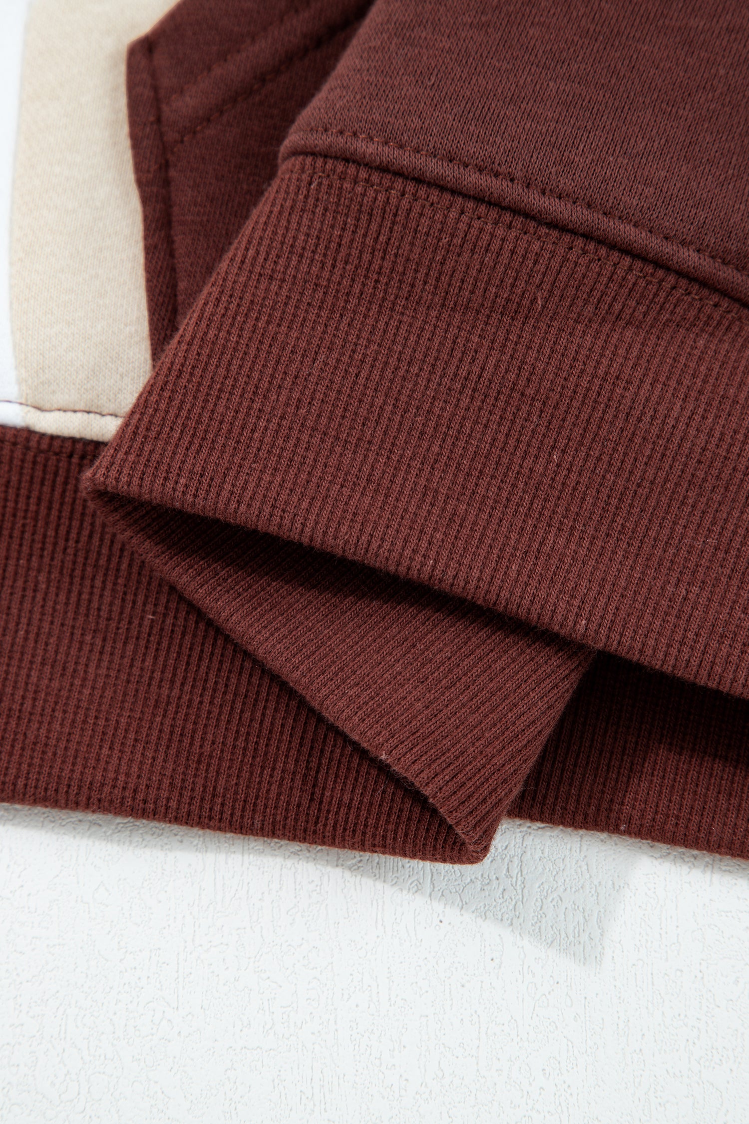 Coffee Color Block Patchwork Athleisure Hooded Sweatshirt-Tops / Dresses-[Adult]-[Female]-2022 Online Blue Zone Planet