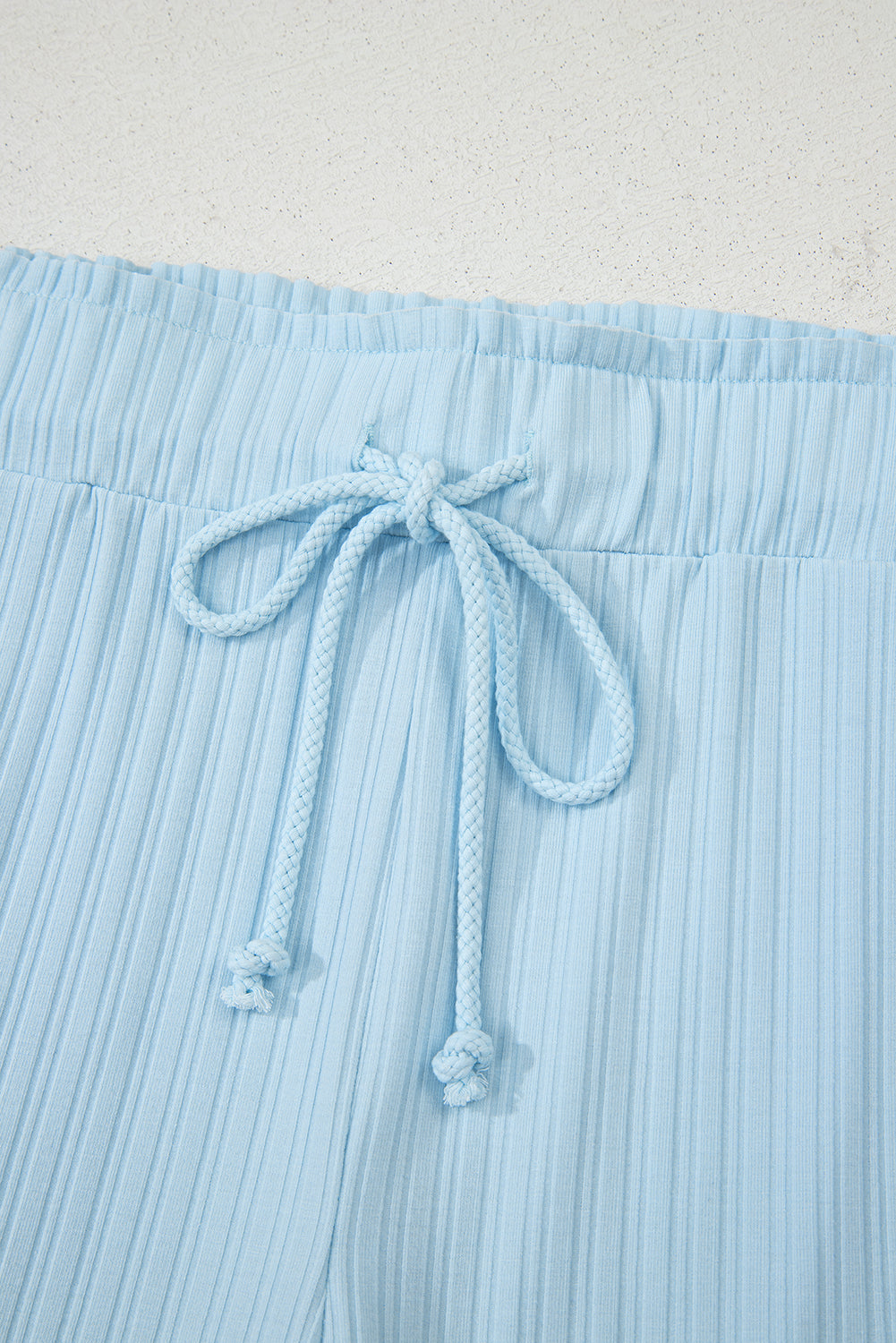 Beau Blue Ribbed Button V Neck Tank Top and Shorts Set-Two Piece Sets/Short Sets-[Adult]-[Female]-2022 Online Blue Zone Planet