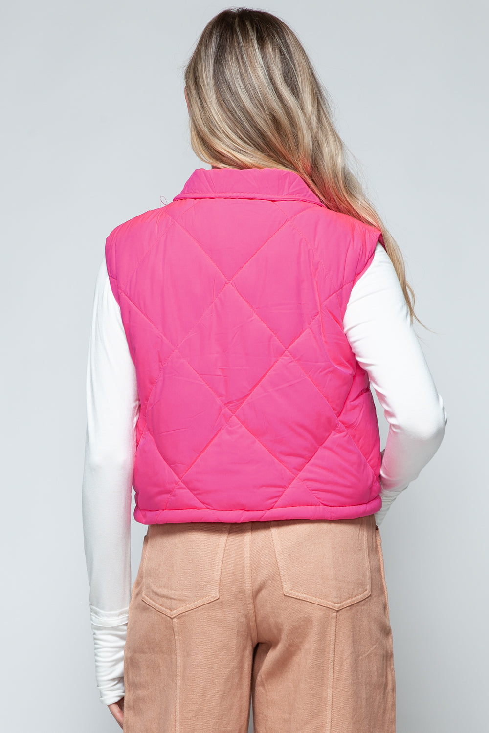 Blue Zone Planet | Snobbish Snap Down Quilted Crop Vest-TOPS / DRESSES-[Adult]-[Female]-2022 Online Blue Zone Planet