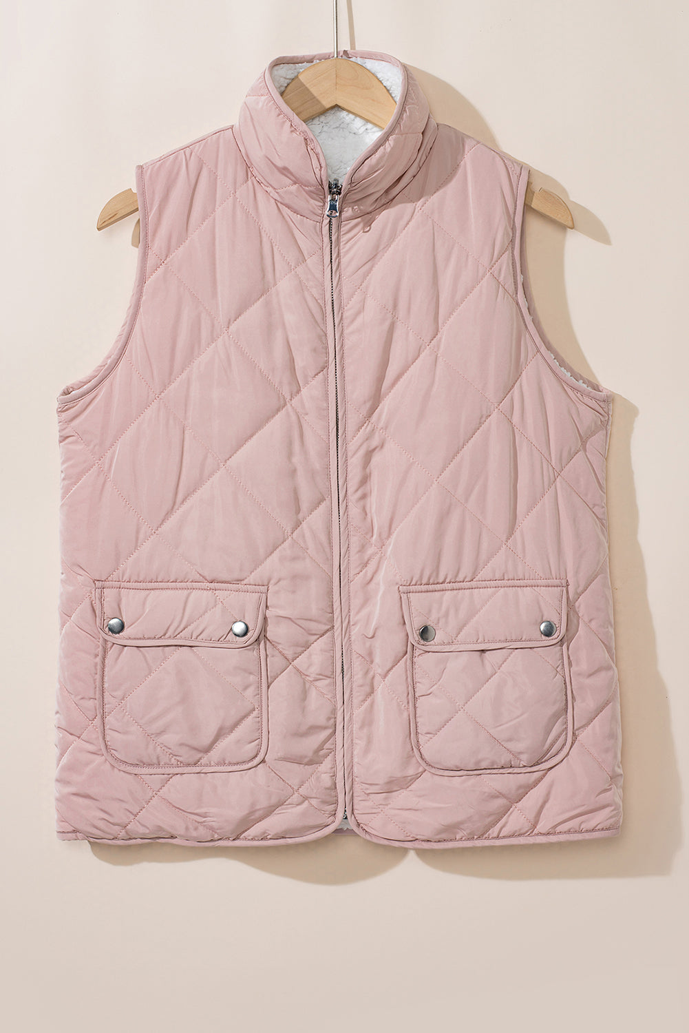 Pink Fleece Lined Quilted Vest Coats-Outerwear/Coats-[Adult]-[Female]-2022 Online Blue Zone Planet