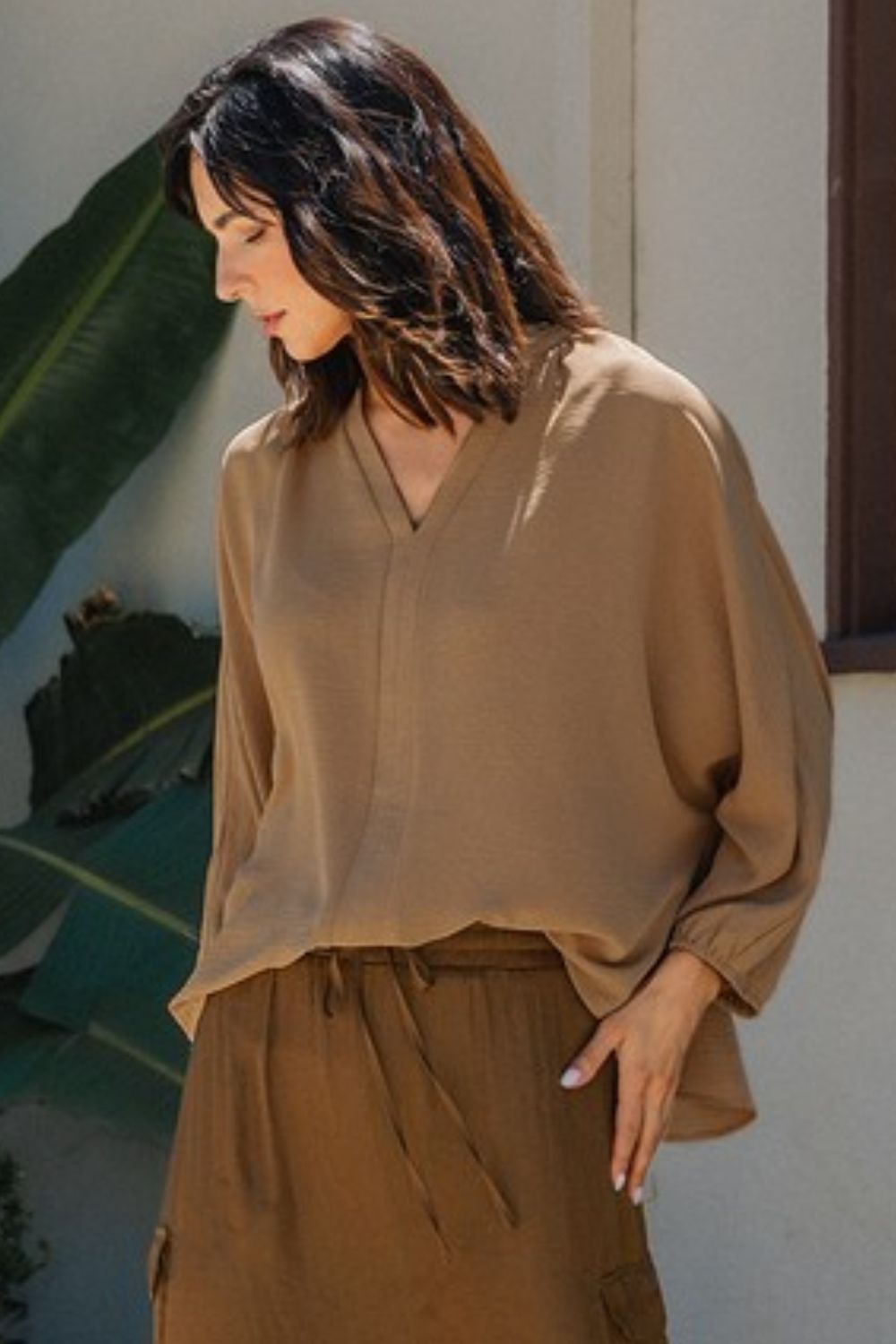 Annie Wear Notched Batwing Sleeve Blouse-TOPS / DRESSES-[Adult]-[Female]-2022 Online Blue Zone Planet