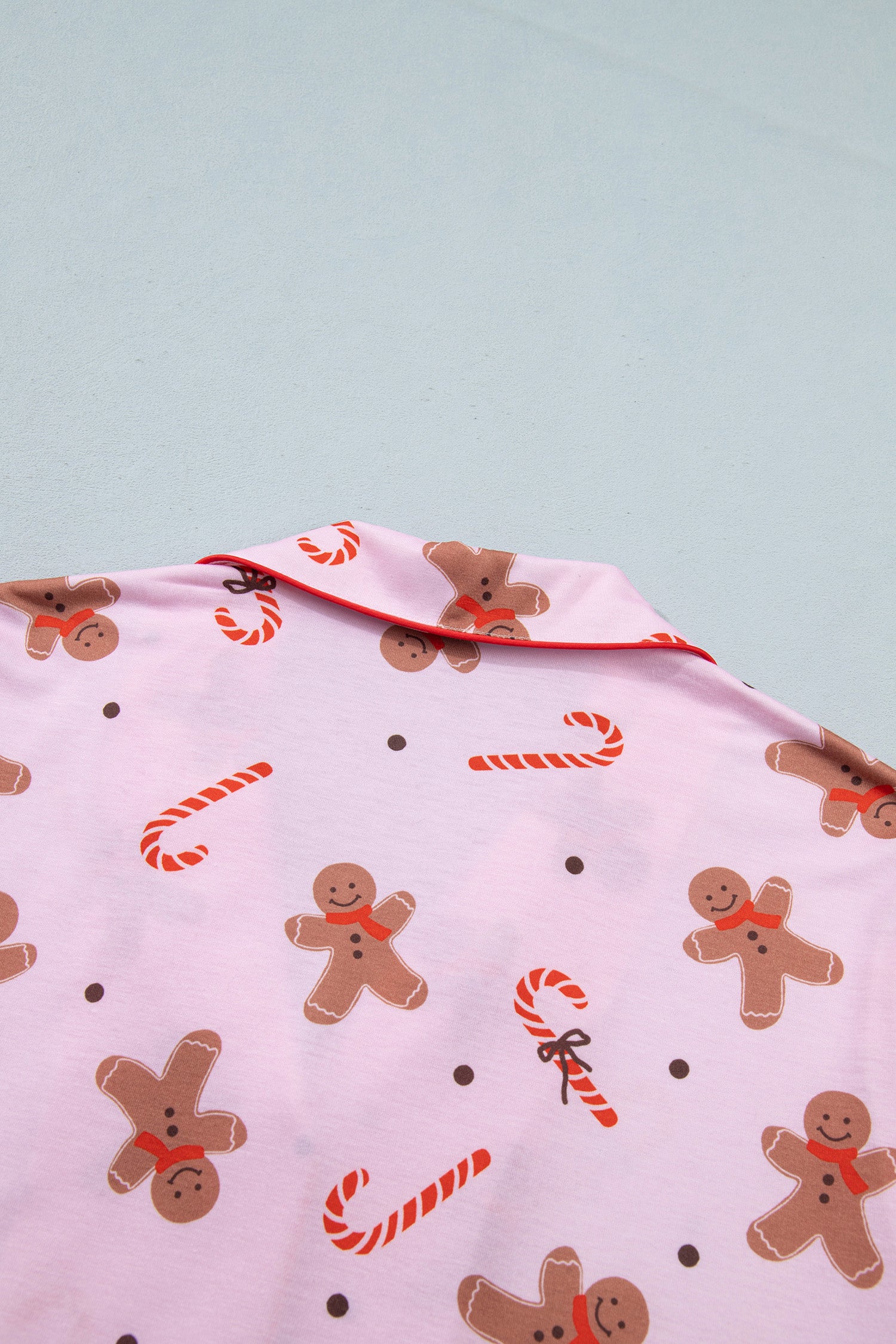 Pink Short Sleeve Placket Shell Button Elastic Waist Lounge Set-Loungewear & Sleepwear/Loungewear-[Adult]-[Female]-2022 Online Blue Zone Planet
