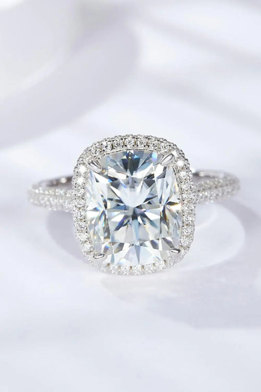 6 Carat Moissanite Halo Ring BLUE ZONE PLANET