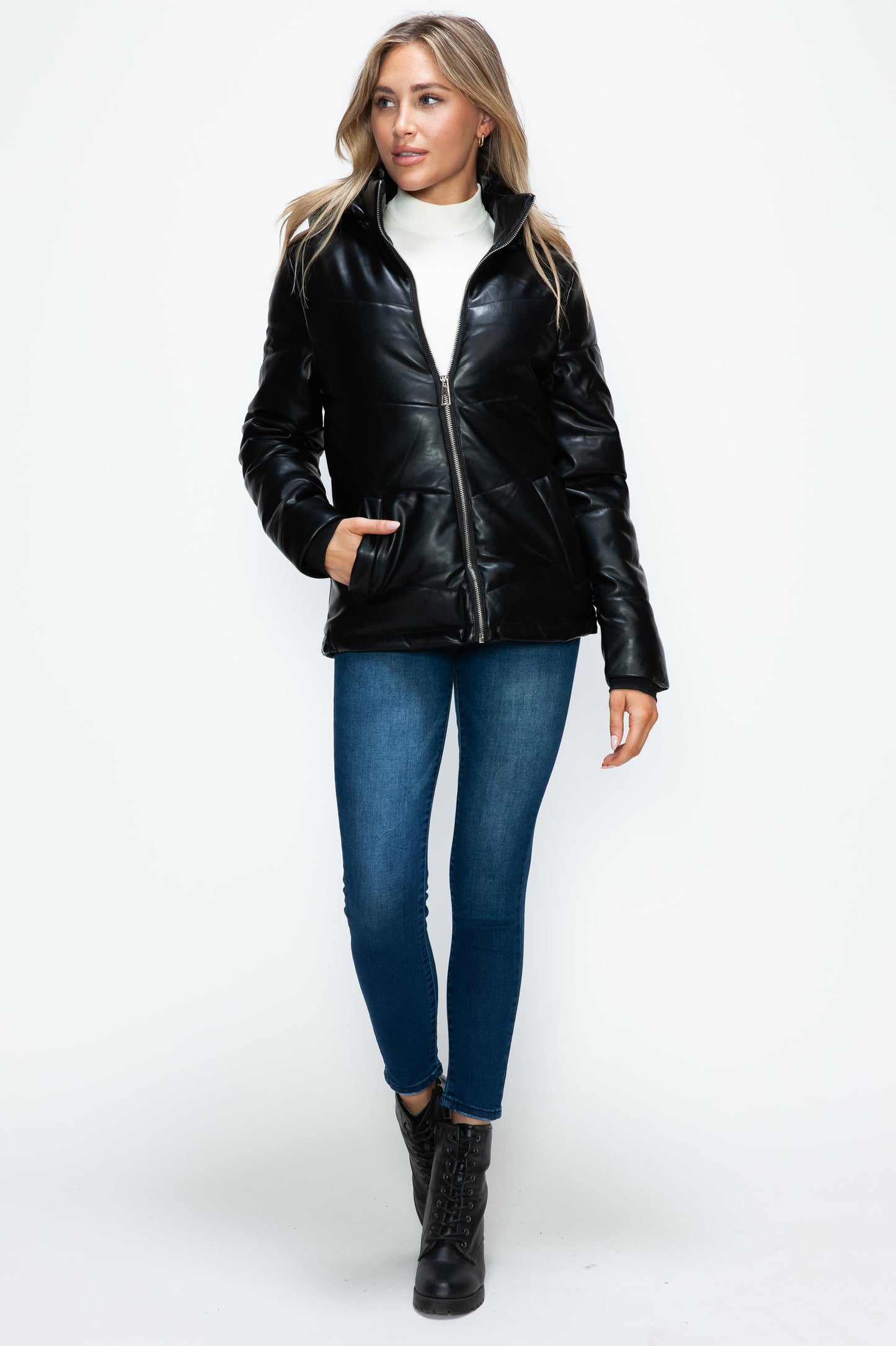 Blue Zone Planet | How Dare U Pocketed Zip Up Puffer Jacket with Removable Hood-TOPS / DRESSES-[Adult]-[Female]-2022 Online Blue Zone Planet