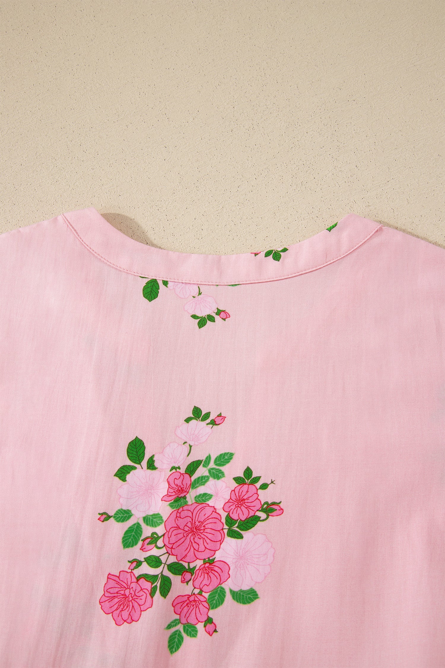 Pink Notched Neck Flutter Short Sleeve Floral Print Maxi Dress-TOPS / DRESSES-[Adult]-[Female]-2022 Online Blue Zone Planet