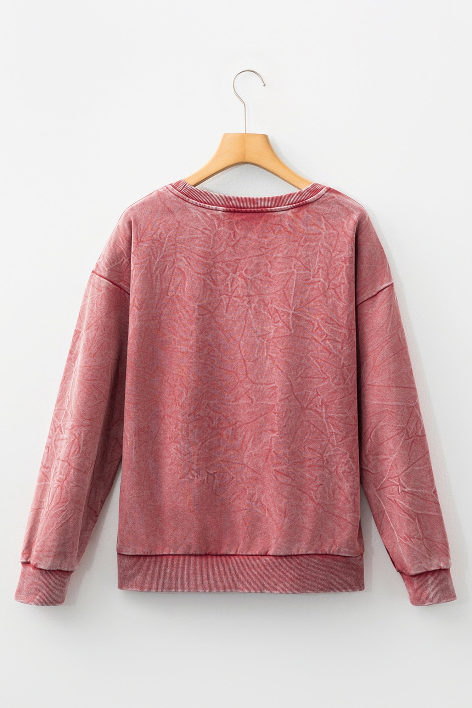 Mineral Red Saved By Grace Letter Embroidery Mineral Wash Loose Sweatshirt-Tops/Sweatshirts & Hoodies-[Adult]-[Female]-2022 Online Blue Zone Planet