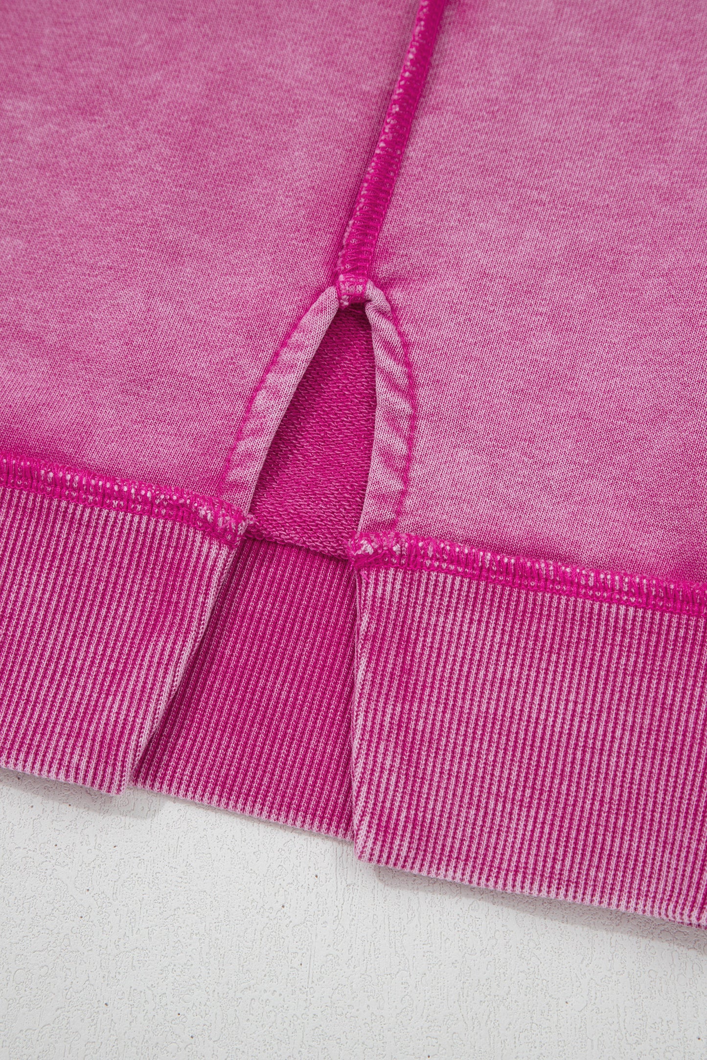 Rose Red Mineral Wash Exposed Seam Side Slit Sweatshirt-Tops/Sweatshirts & Hoodies-[Adult]-[Female]-2022 Online Blue Zone Planet