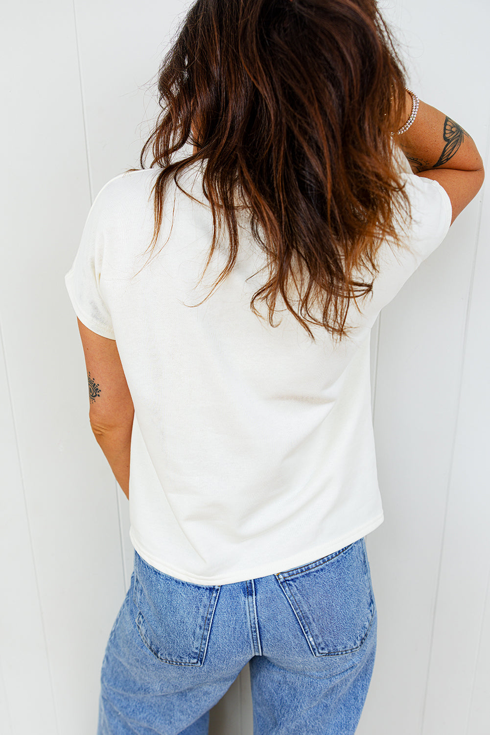 White Leopard Bow Embroidered Cotton Round Neck T Shirt-Tops/Tops & Tees-[Adult]-[Female]-2022 Online Blue Zone Planet