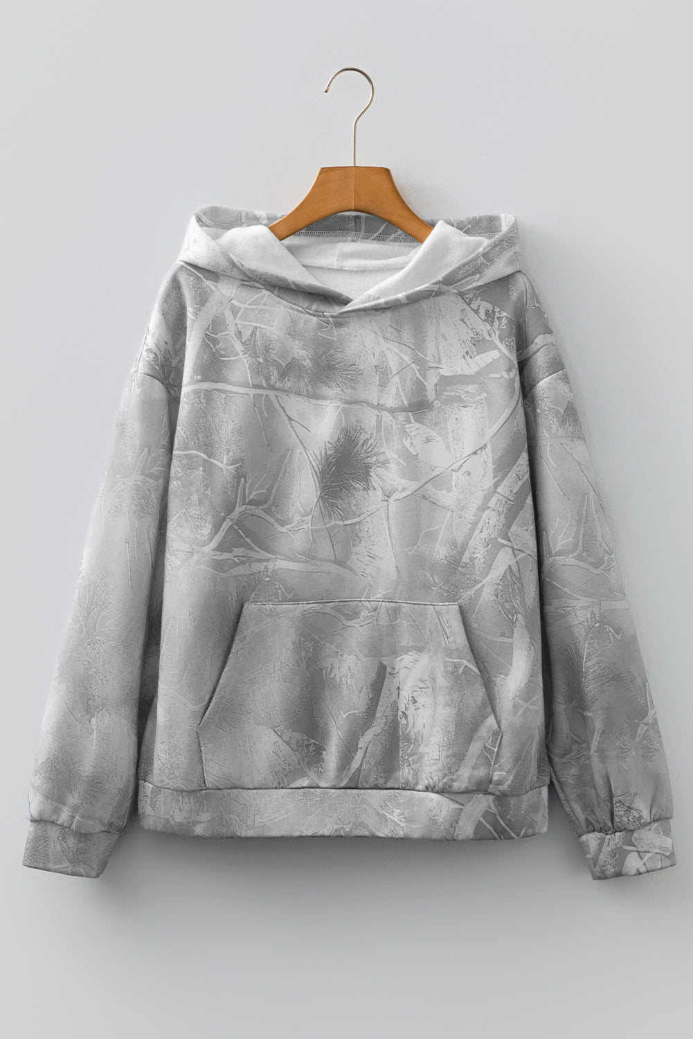 Gray Camouflage Woodland Print Oversized Sporty Hoodie-Tops / Dresses-[Adult]-[Female]-2022 Online Blue Zone Planet