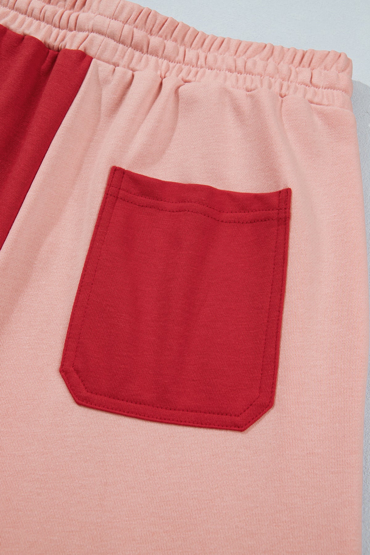 Fiery Red Raw Seam Colorblock Wide Leg Ankle Length Casual Pants-Bottoms/Pants & Culotte-[Adult]-[Female]-2022 Online Blue Zone Planet