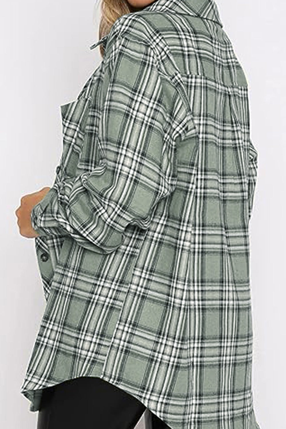 Plaid Collared Neck Long Sleeve Shirt-TOPS / DRESSES-[Adult]-[Female]-2022 Online Blue Zone Planet