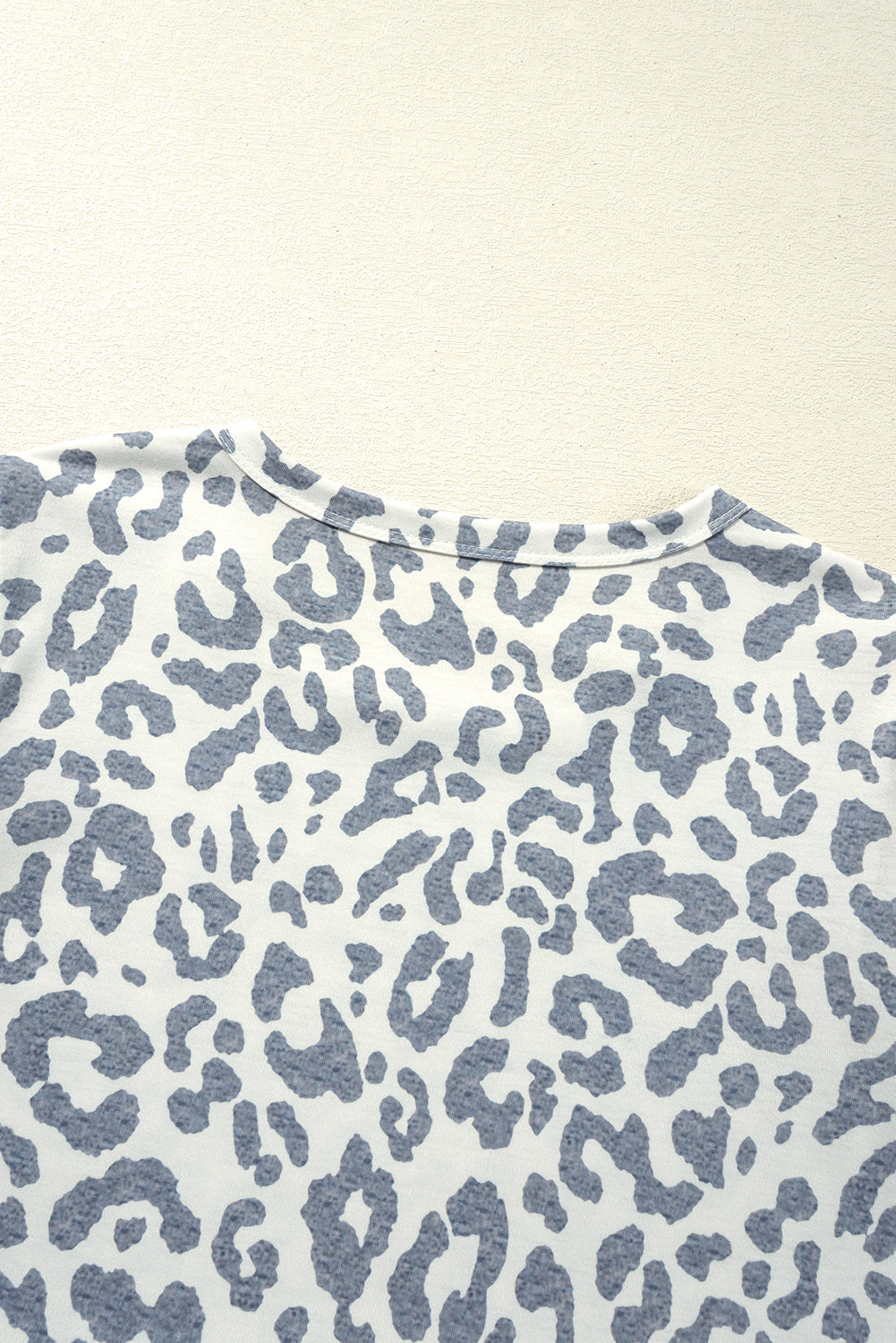 Beige Leopard Round Neck Lace Trim Petal Sleeve T Shirt-Tops/Tops & Tees-[Adult]-[Female]-2022 Online Blue Zone Planet