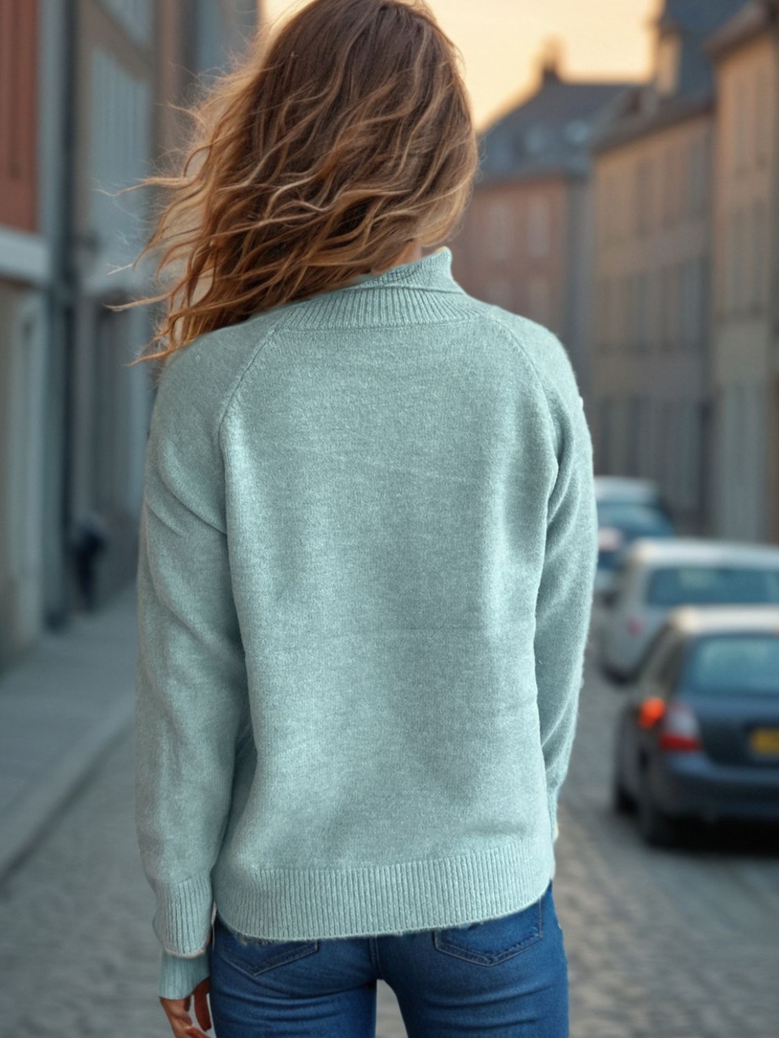 Blue Zone Planet | Solid Color Turtleneck Long Sleeve Sweater-TOPS / DRESSES-[Adult]-[Female]-2022 Online Blue Zone Planet