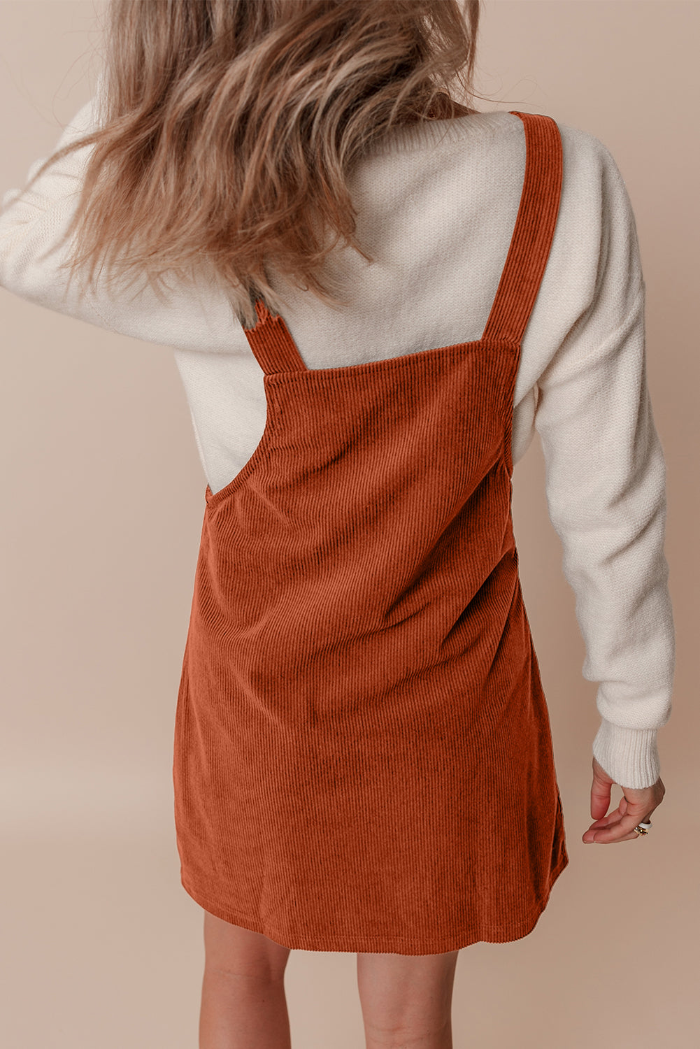 Blue Zone Planet | Cinnamon Solid Front Pockets Sleeveless Corduroy Overall Dress-TOPS / DRESSES-[Adult]-[Female]-2022 Online Blue Zone Planet