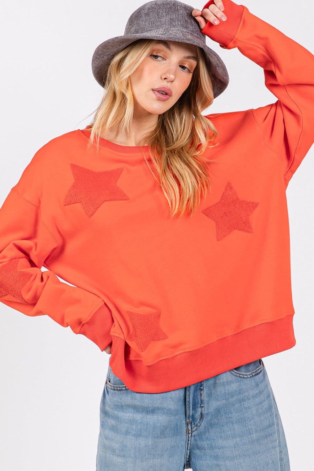 SAGE + FIG Star Patch Long Sleeve Sweatshirt-TOPS / DRESSES-[Adult]-[Female]-2022 Online Blue Zone Planet