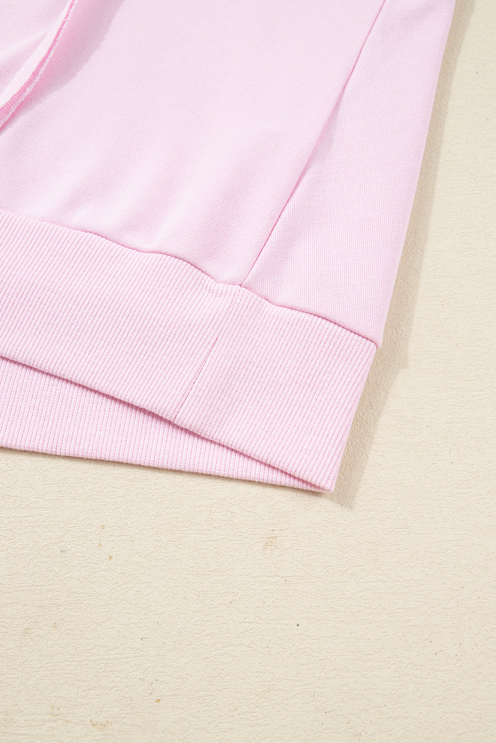 Pink Plus Size Mix Floral Patched Sleeve Ribbed Trim Baggy Sweatshirt-Plus Size/Plus Size Sweatshirts & Hoodies-[Adult]-[Female]-2022 Online Blue Zone Planet