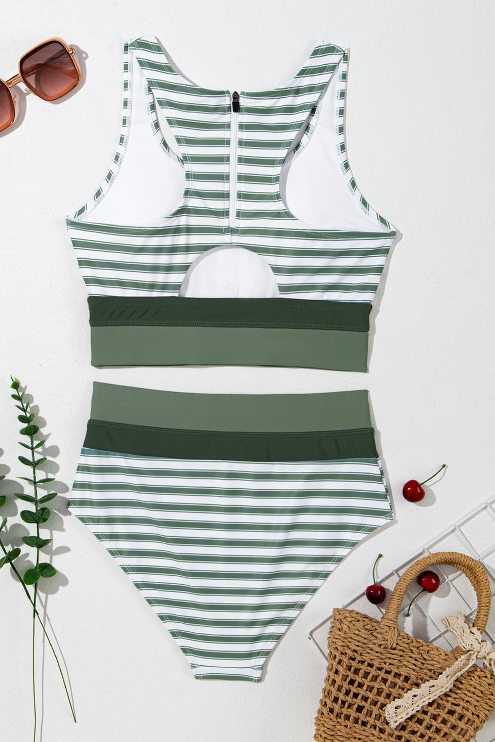 Striped Wide Strap Bikini Set-TOPS / DRESSES-[Adult]-[Female]-2022 Online Blue Zone Planet