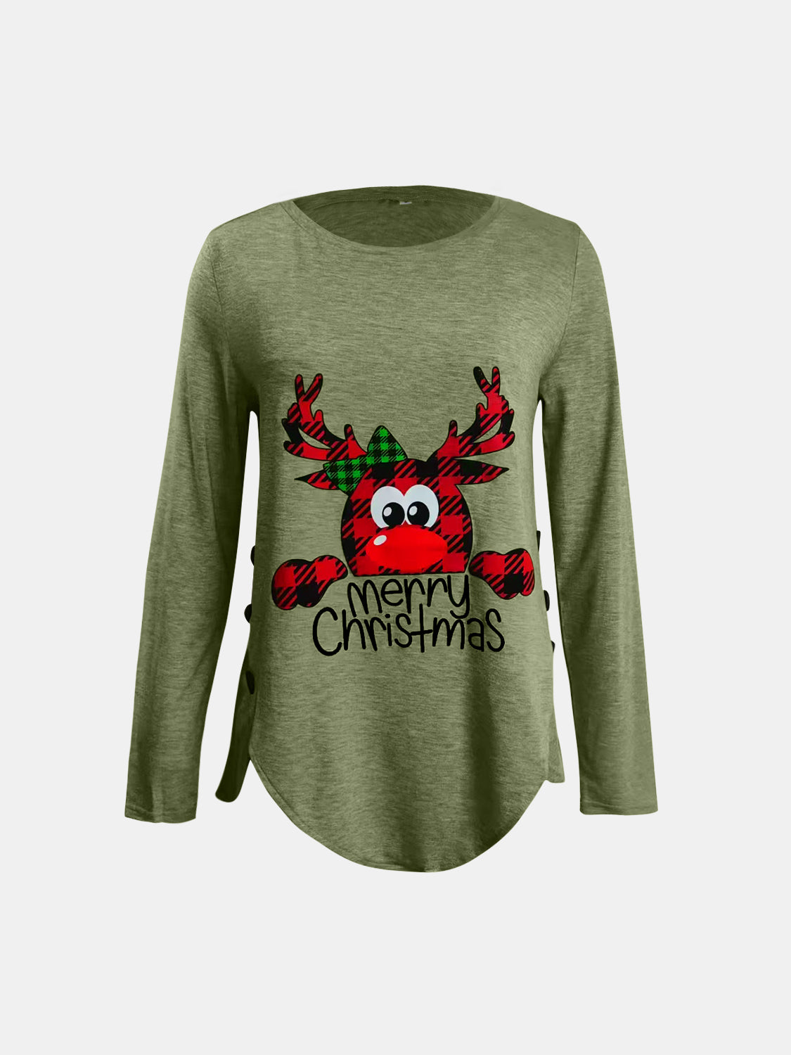 Full Size Reindeer Round Neck Long Sleeve T-Shirt-TOPS / DRESSES-[Adult]-[Female]-2022 Online Blue Zone Planet