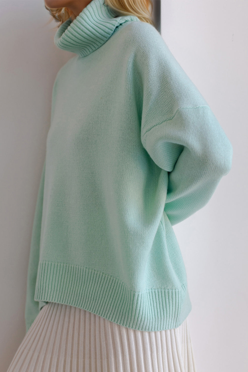 Basic Bae Turtleneck Dropped Shoulder Long Sleeve Sweater-TOPS / DRESSES-[Adult]-[Female]-2022 Online Blue Zone Planet