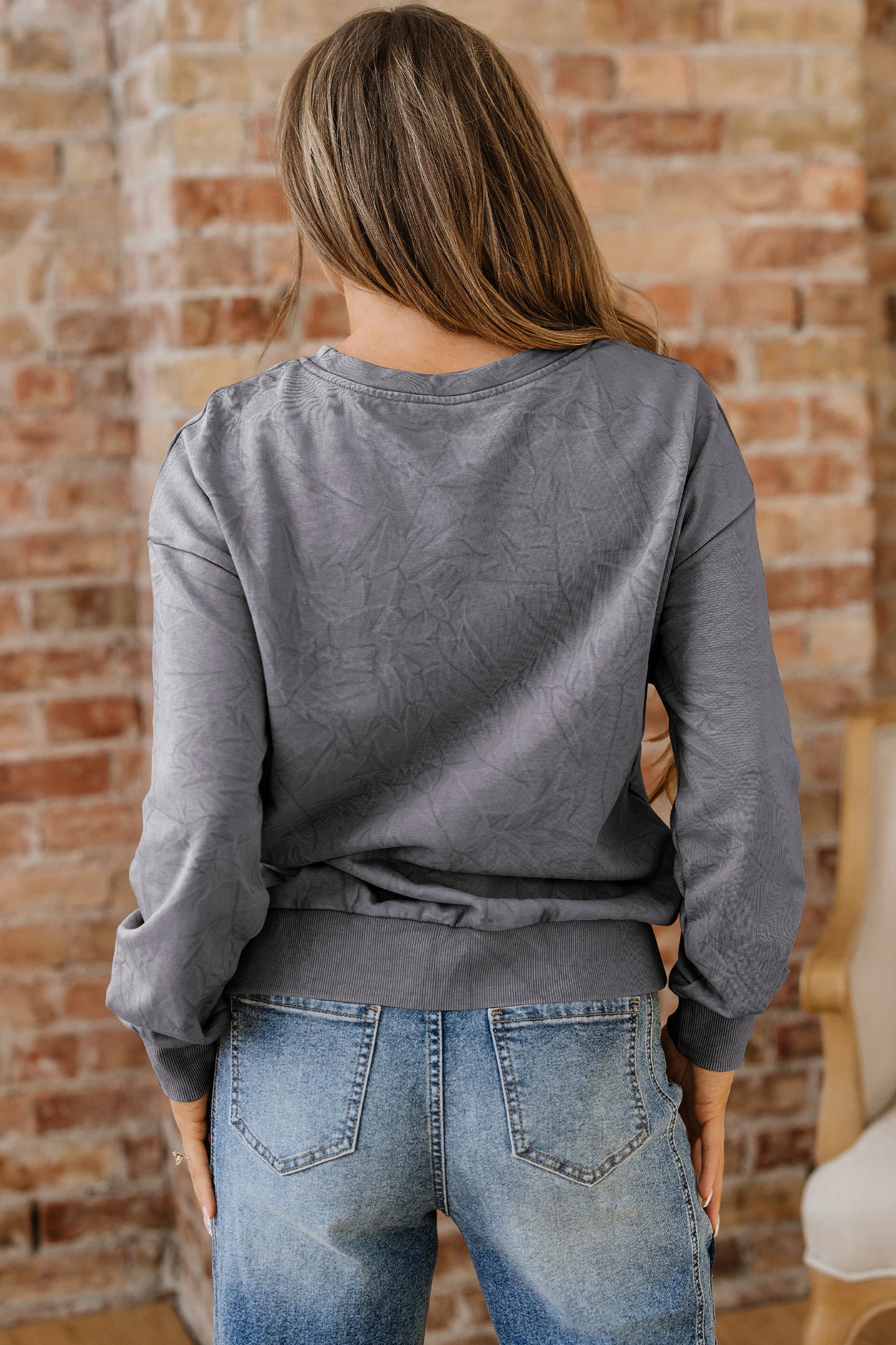 High-Rise Saved By Grace Letter Embroidery Mineral Wash Loose Sweatshirt-Tops/Sweatshirts & Hoodies-[Adult]-[Female]-2022 Online Blue Zone Planet