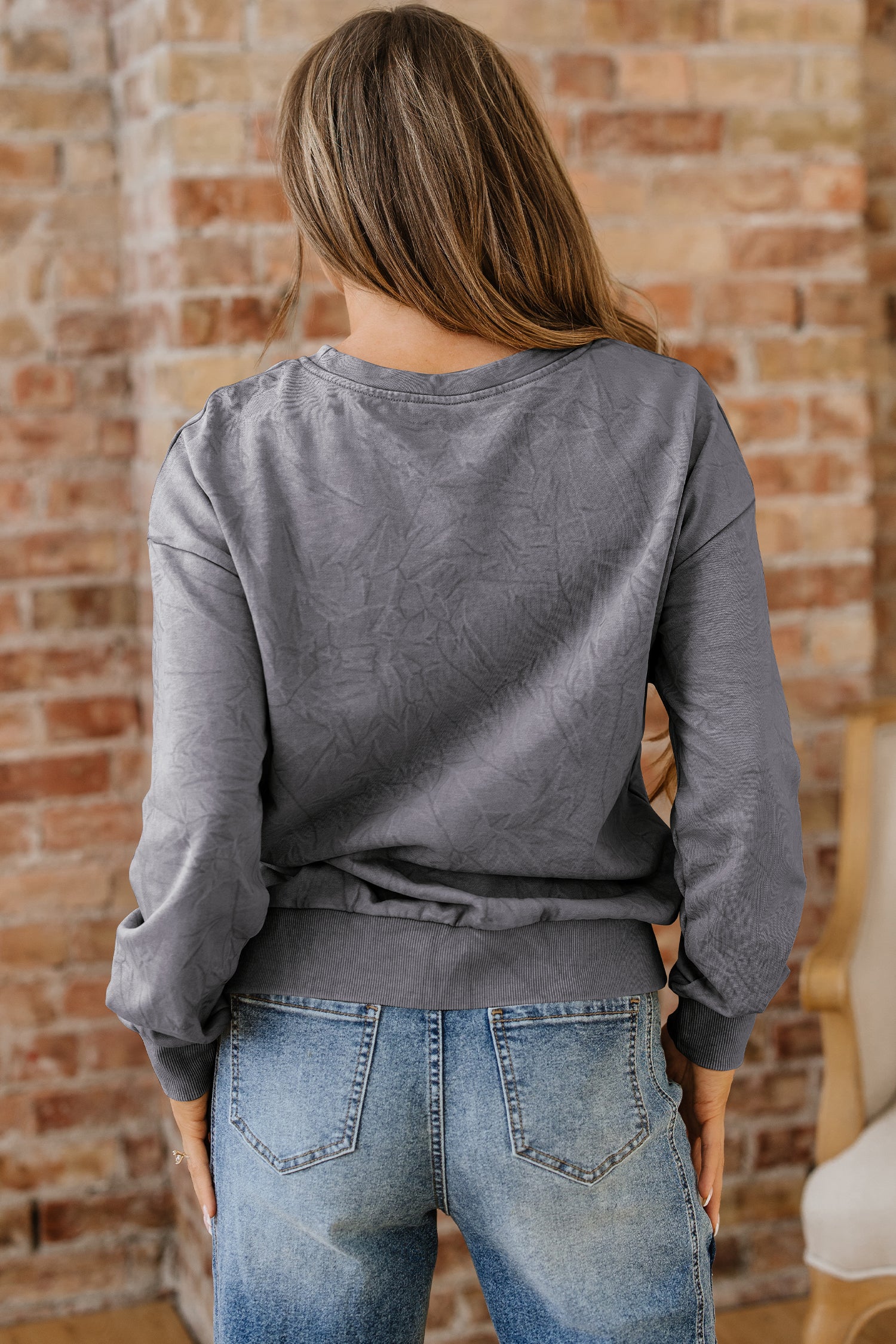 High-Rise Saved By Grace Letter Embroidery Mineral Wash Loose Sweatshirt-Tops/Sweatshirts & Hoodies-[Adult]-[Female]-2022 Online Blue Zone Planet