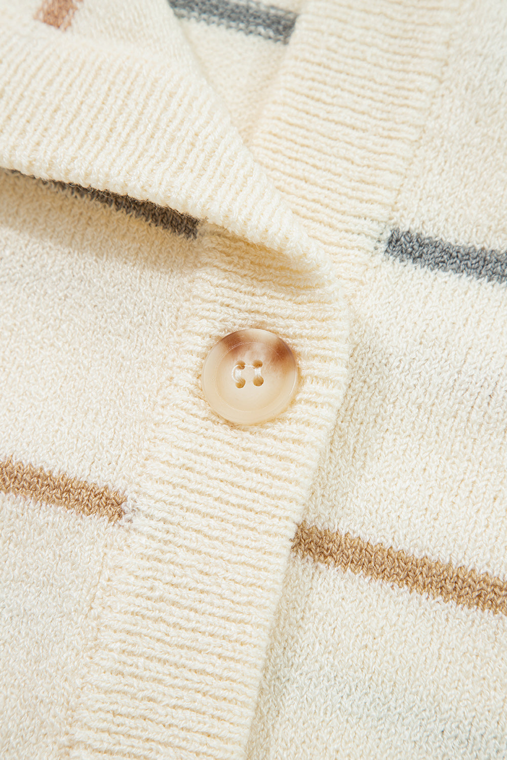 Multicolour Striped Buttoned Front V Neck Drop Shoulder Cardigan Sweater-Sweaters & Cardigans/Cardigans-[Adult]-[Female]-2022 Online Blue Zone Planet