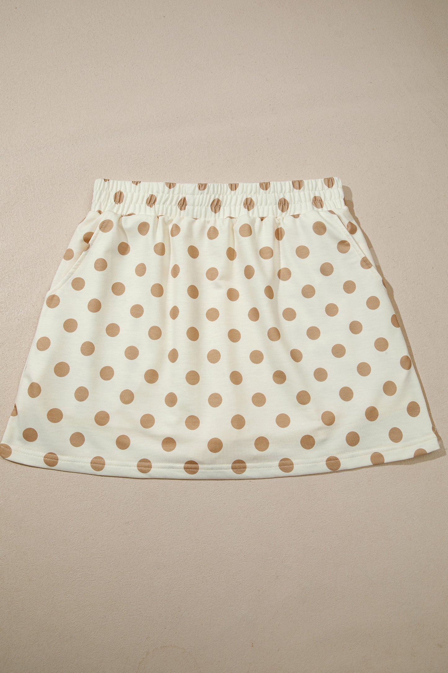 Khaki Polka Dot Hooded Long Sleeve Top Casual Mini Skort Set