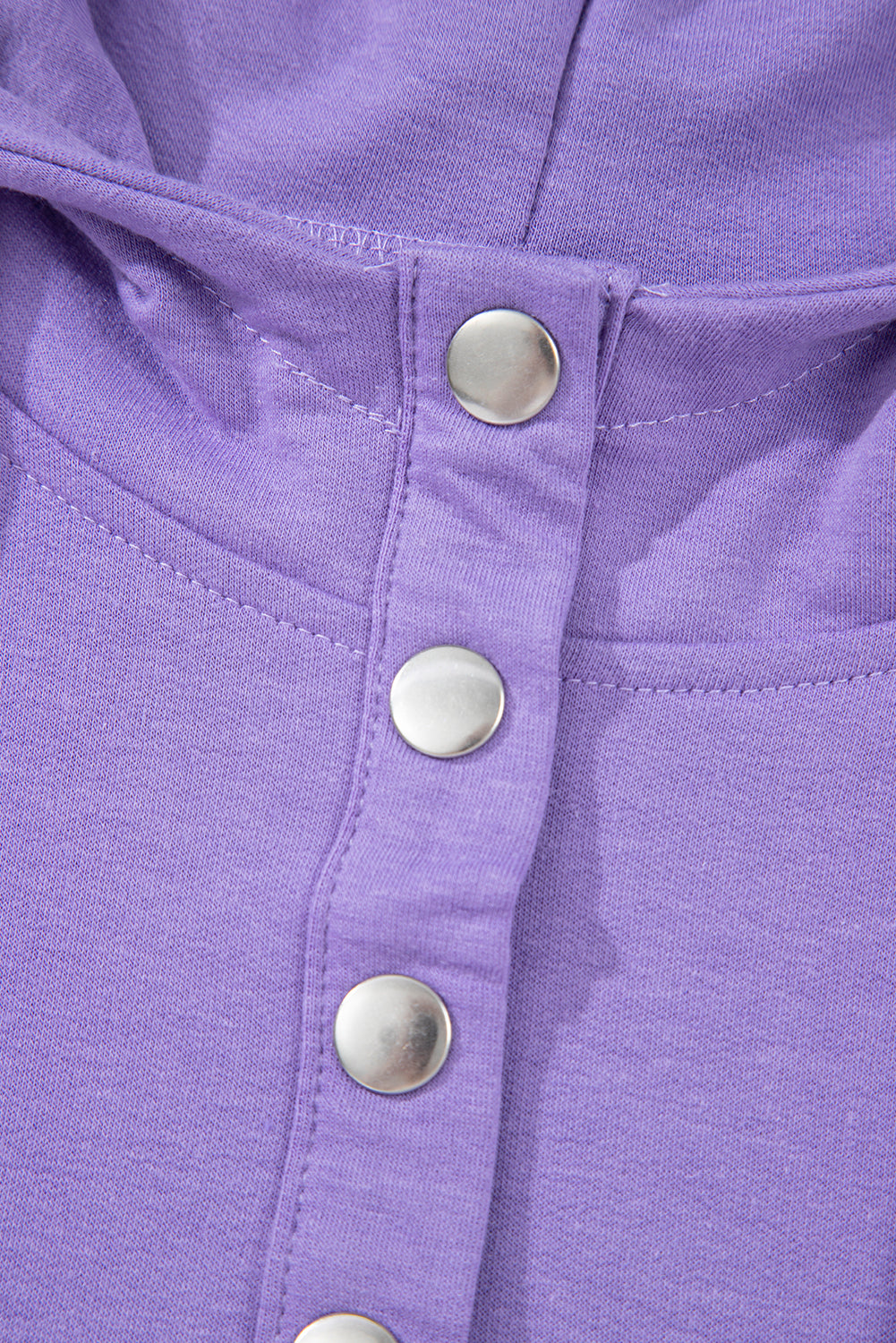 Purple Short Sleeve Buttoned Neck Kangaroo Pocket Hoodie-Tops / Dresses-[Adult]-[Female]-2022 Online Blue Zone Planet