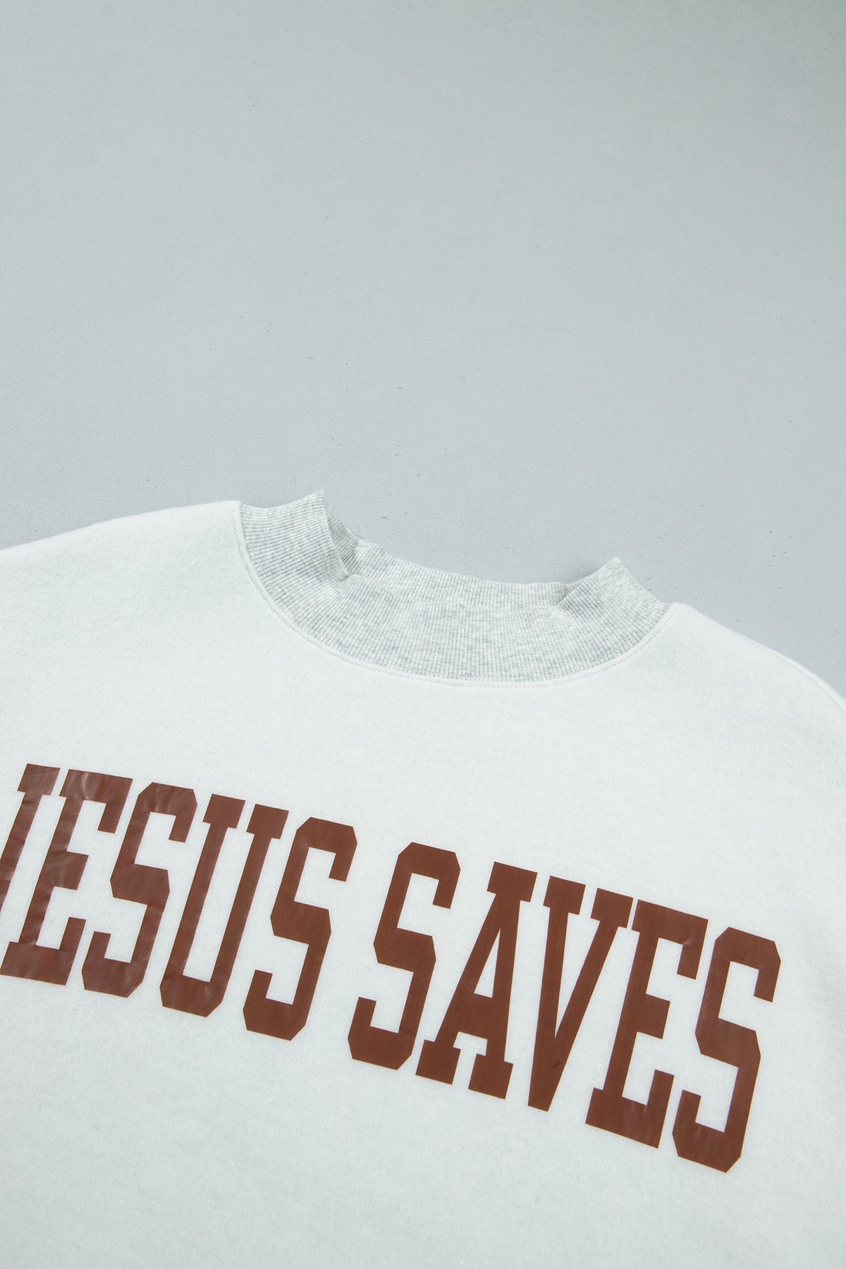 Light Grey Reversible Christian Faith Print Mock Neck Pullover Sweatshirt-Tops/Sweatshirts & Hoodies-[Adult]-[Female]-2022 Online Blue Zone Planet