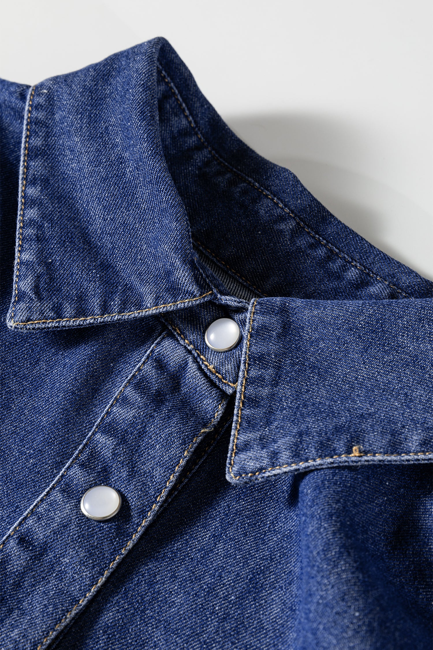 Ashleigh Blue Denim Shirt Collar Long Sleeve Flared Mini Dress-TOPS / DRESSES-[Adult]-[Female]-2022 Online Blue Zone Planet