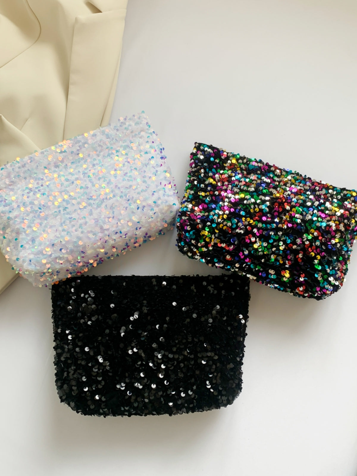 Sequin Clutch with Zipper-HANDBAGS-[Adult]-[Female]-2022 Online Blue Zone Planet