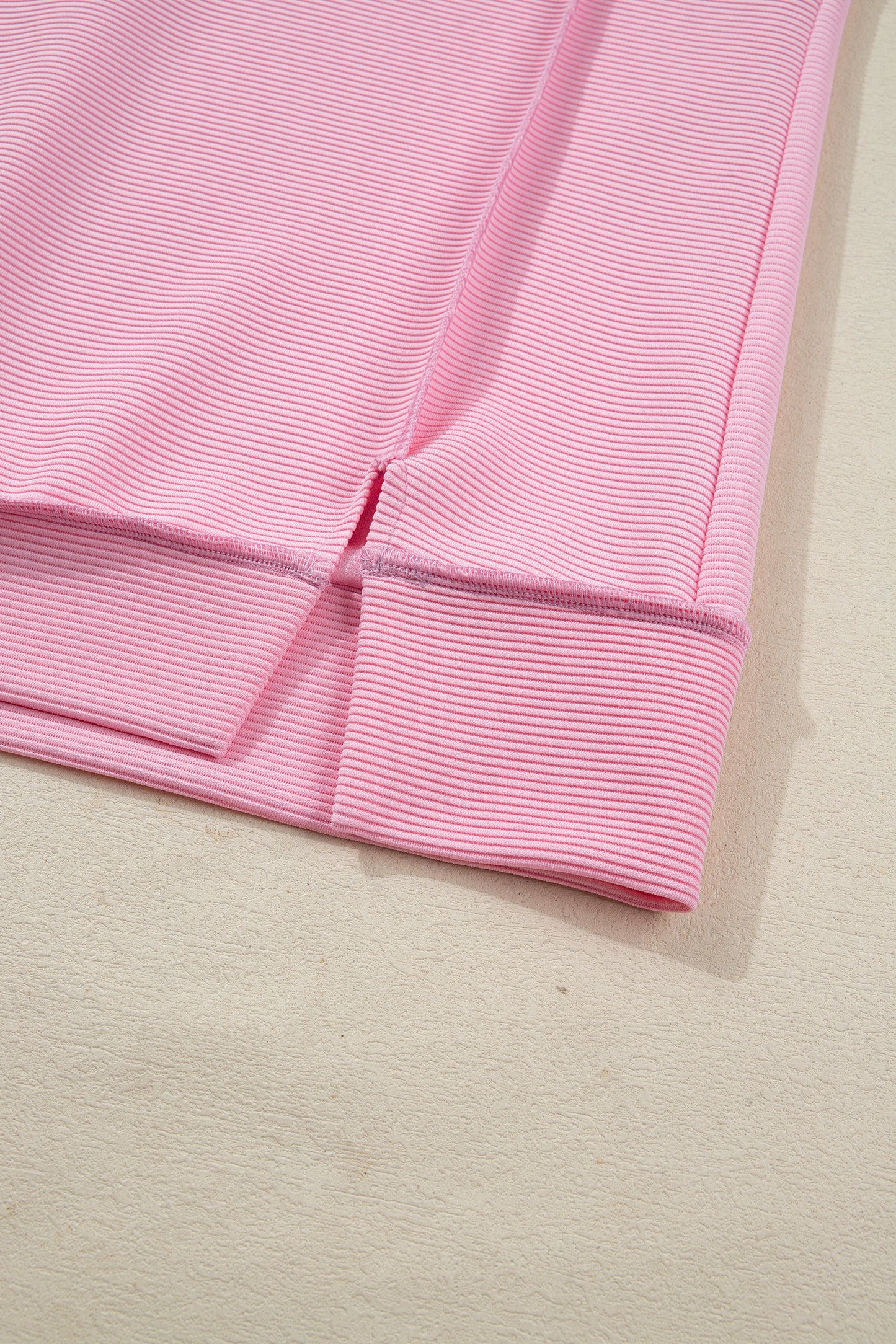 Pink Horizontal Ribbed Exposed Seam Detail Drop Shoulder Baggy Pullover-Tops/Long Sleeve Tops-[Adult]-[Female]-2022 Online Blue Zone Planet