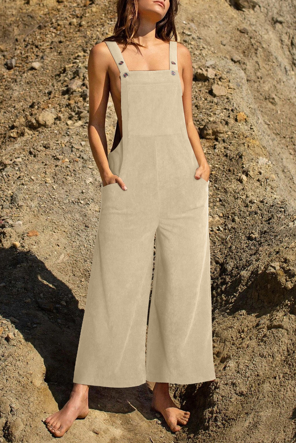 Pocketed Wide Leg Overall-TOPS / DRESSES-[Adult]-[Female]-Ivory-S-2022 Online Blue Zone Planet