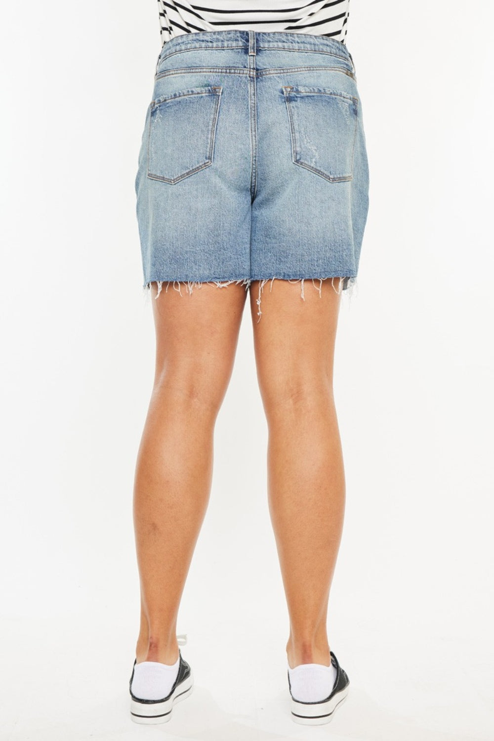 Kancan Full Size Raw Hem High Waist Denim Shorts-TOPS / DRESSES-[Adult]-[Female]-2022 Online Blue Zone Planet