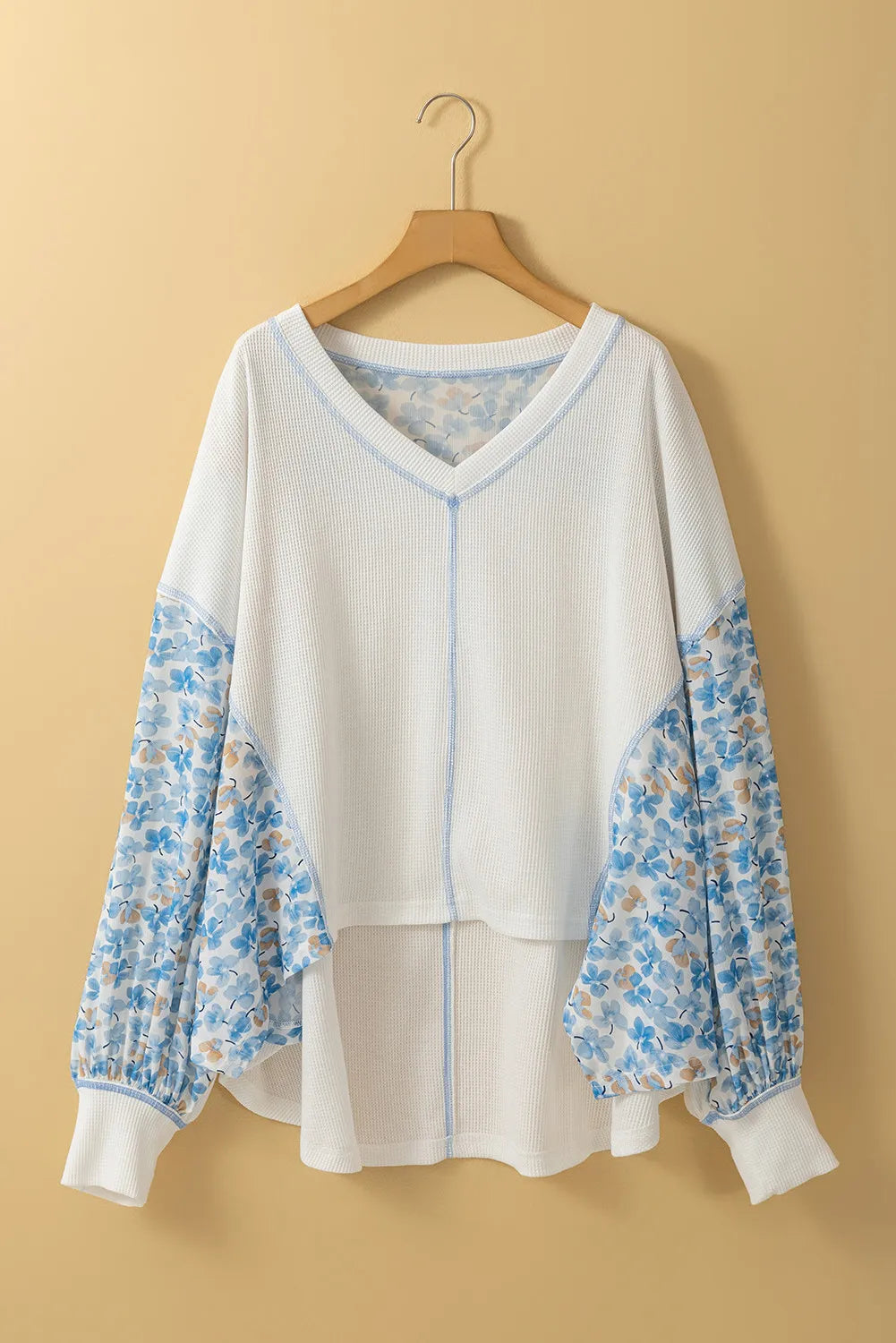 Printed V-Neck Long Sleeve Blouse-TOPS / DRESSES-[Adult]-[Female]-2022 Online Blue Zone Planet