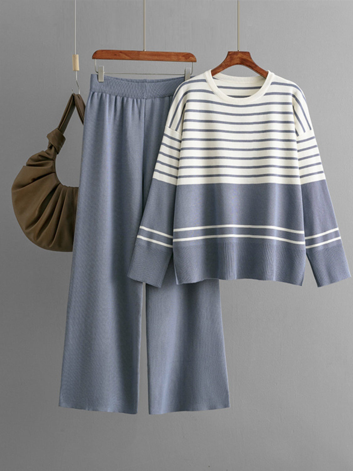 Basic Bae Striped Round Neck Long Sleeve Top and Pants Sweater Set-TOPS / DRESSES-[Adult]-[Female]-2022 Online Blue Zone Planet