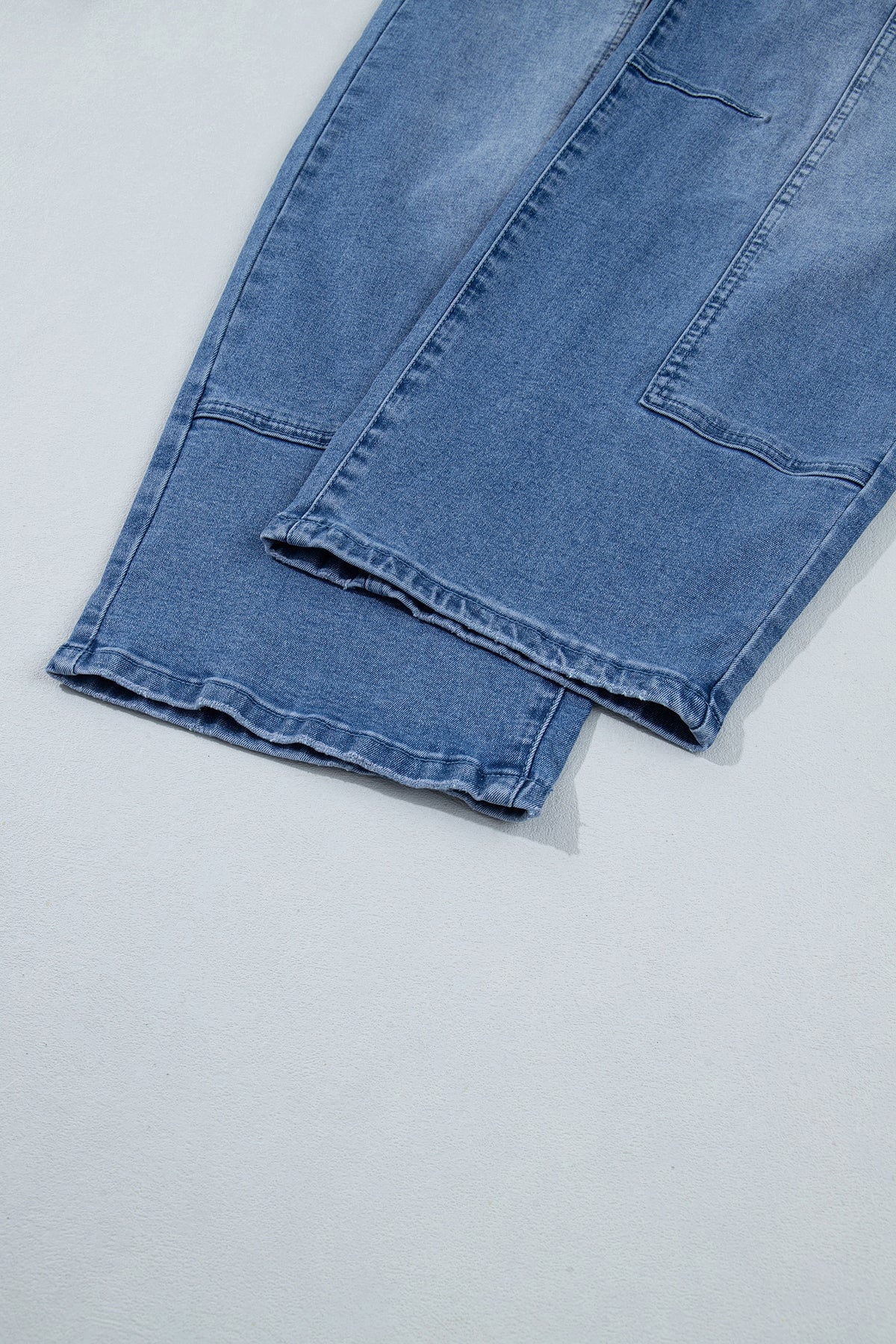 Beau Blue Solid Patchwork Grommet Tie Waist Loose Ankle-Length Jeans-Bottoms/Jeans-[Adult]-[Female]-2022 Online Blue Zone Planet