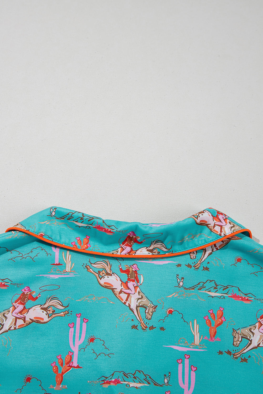 Aruba Blue Cowgirl Country Print Pajamas Set-Loungewear & Sleepwear/Sleepwear-[Adult]-[Female]-2022 Online Blue Zone Planet
