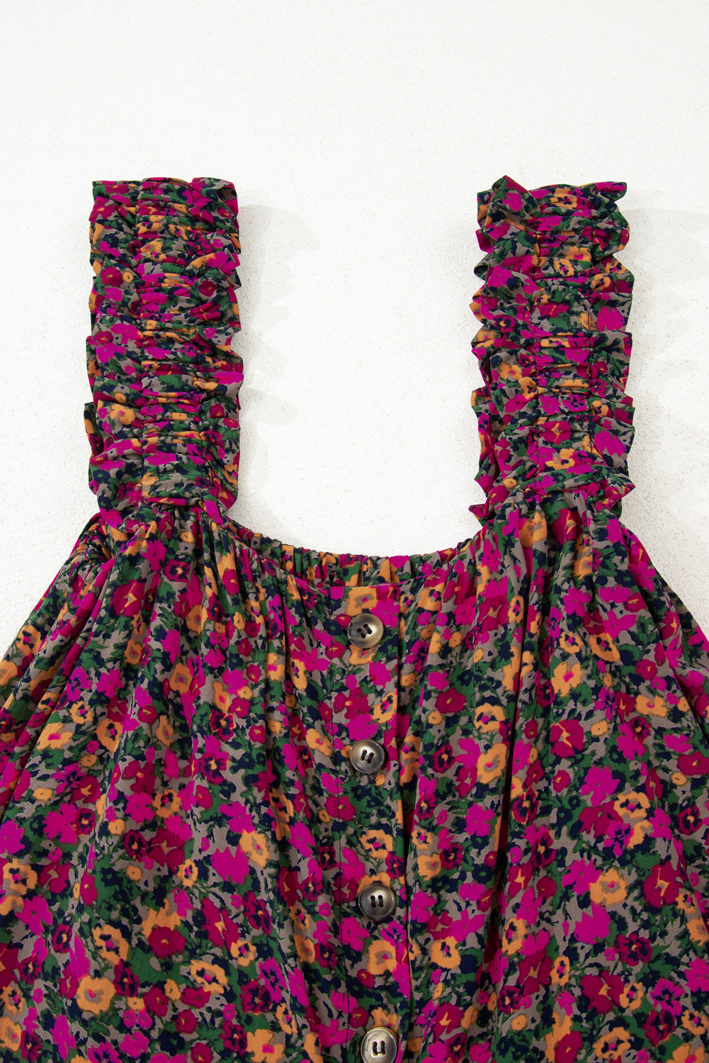 Blue Zone Planet | Rose Boho Frilled Straps Floral Tank Top-TOPS / DRESSES-[Adult]-[Female]-2022 Online Blue Zone Planet