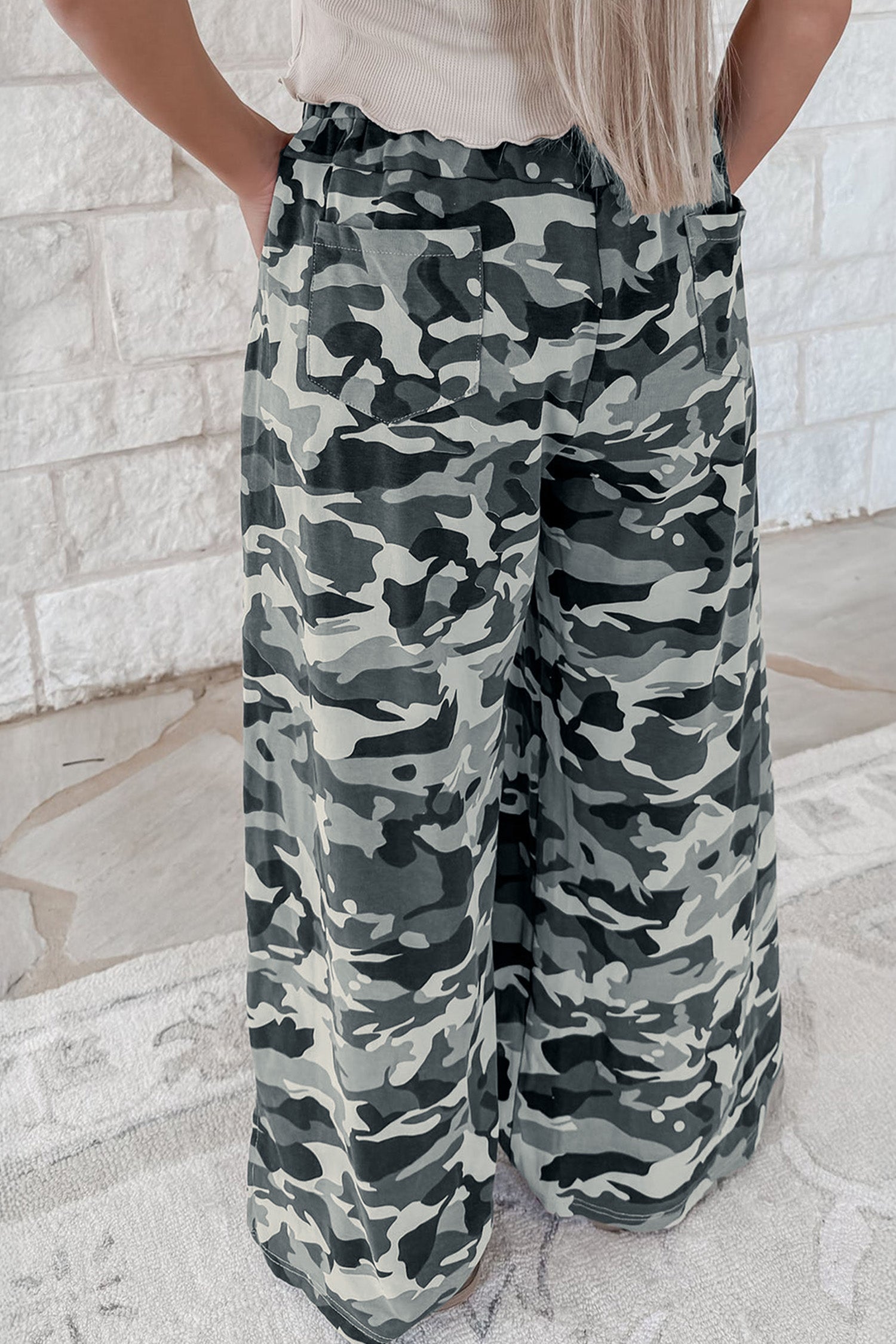 Green Camouflage Print Drawstring Casual Pants-Bottoms/Pants & Culotte-[Adult]-[Female]-2022 Online Blue Zone Planet