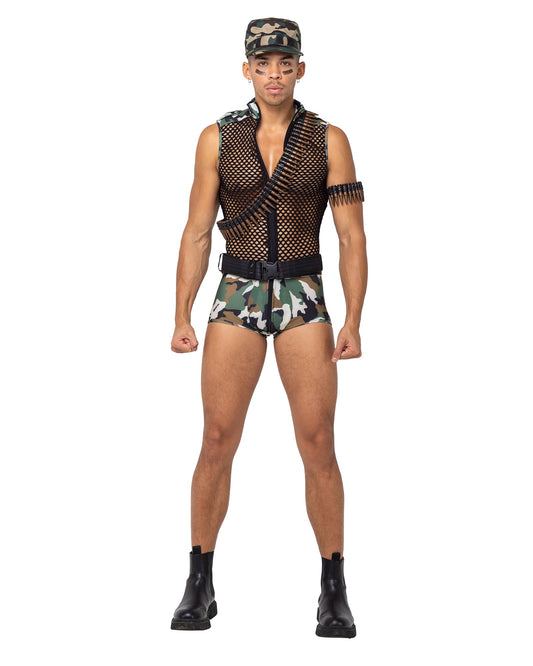 Men���s 3 Piece Sergeant Stud Army Halloween Costume-[Adult]-[Female]-Green/Multi-S-2022 Online Blue Zone Planet