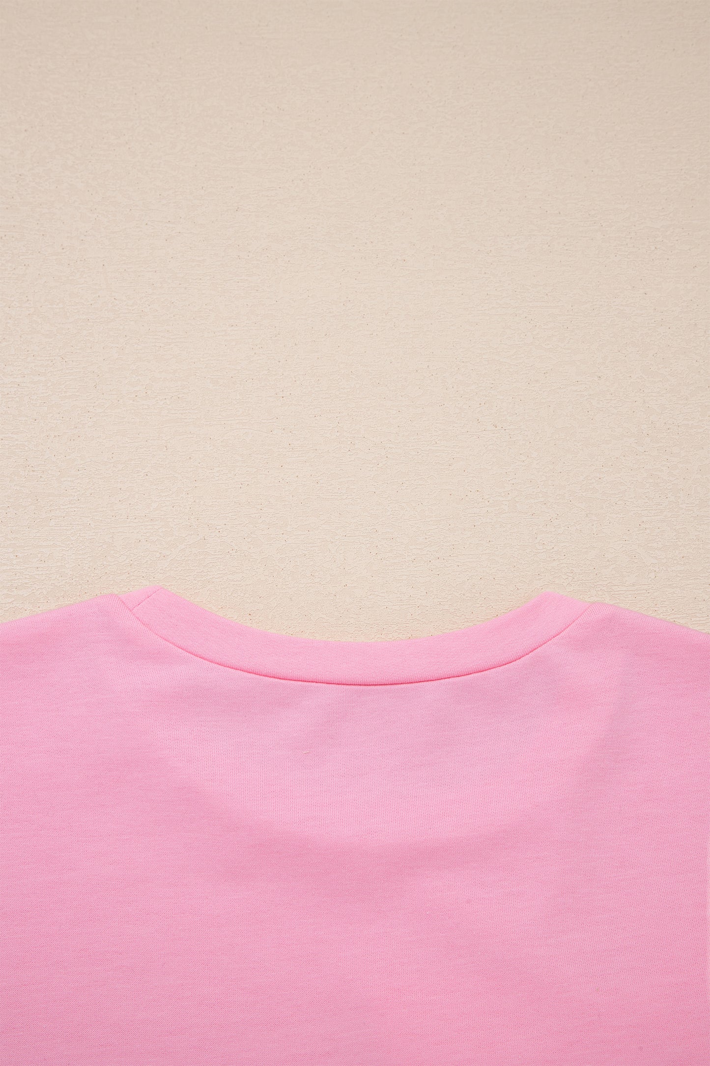 Pink Solid Color Raw Edge Bow Patch Loose T Shirt-Tops/Tops & Tees-[Adult]-[Female]-2022 Online Blue Zone Planet