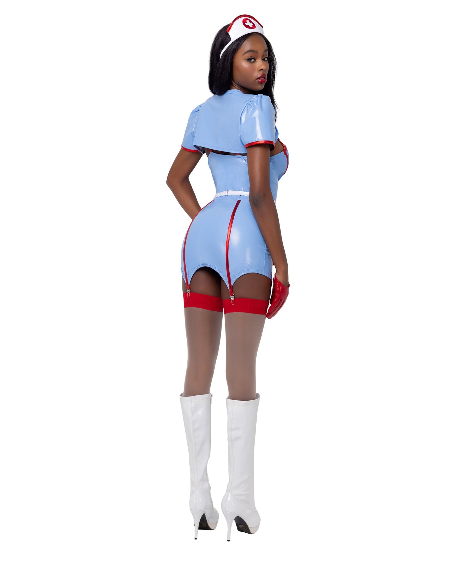 4 Piece Retro Nurse Halloween Costume-[Adult]-[Female]-2022 Online Blue Zone Planet