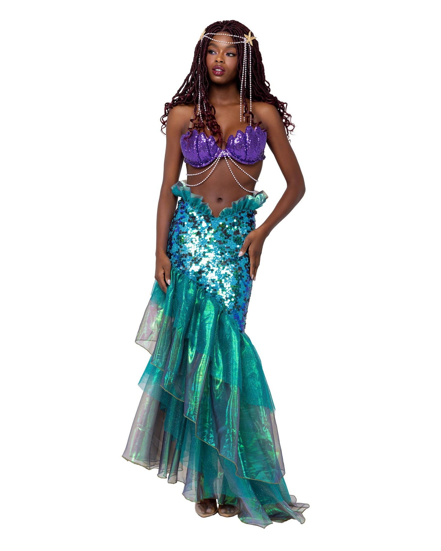 2 Piece Mesmerizing Mermaid Halloween Costume-[Adult]-[Female]-Purple/Multi-S-2022 Online Blue Zone Planet